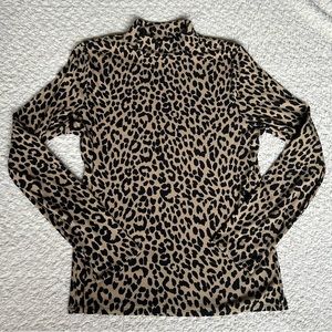 Womens Mock Neck Ribbed Cheetah Long Sleeve Shirt No Boundaries
